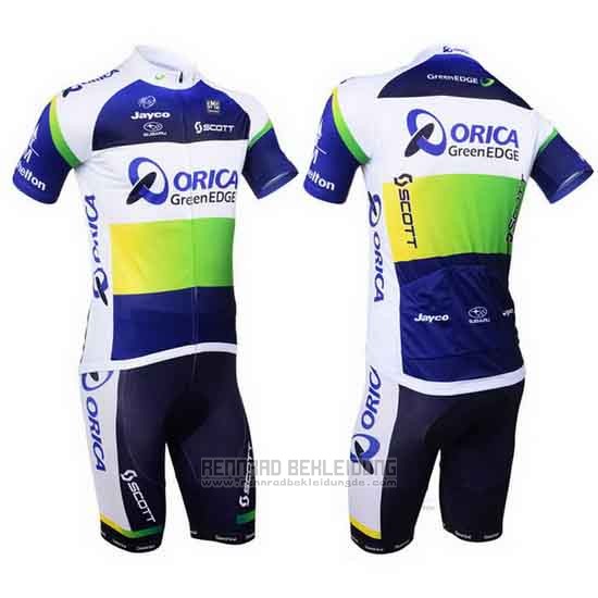 2013 Fahrradbekleidung Orica GreenEDGE Blau Trikot Kurzarm und Tragerhose